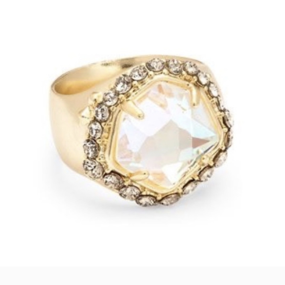 Kendra Scott Schuyler Gold Dichroic Glass Cocktail Ring size 6 - Picture 4 of 16